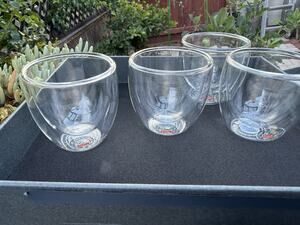 Bodum PAVINA Double Wall Espresso Shot Glasses Clear 2.5 Oz Set of 4 Mouth Blown